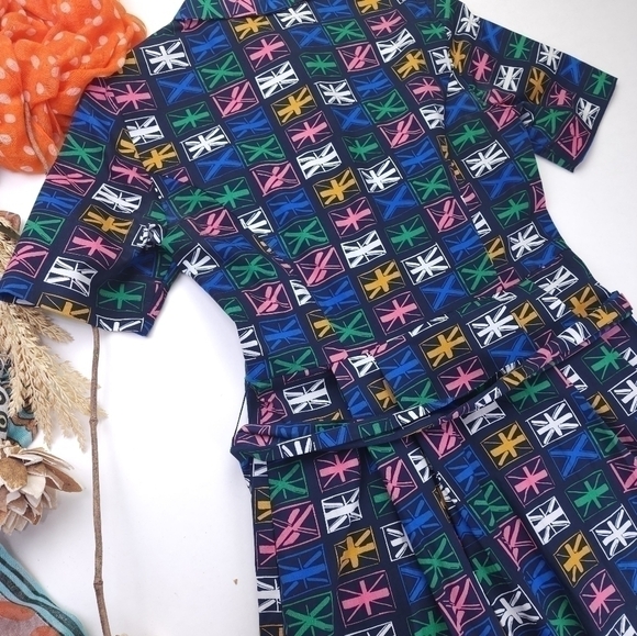 Boden Navy Patterned Dress Sz 4R - Picture 8 of 13